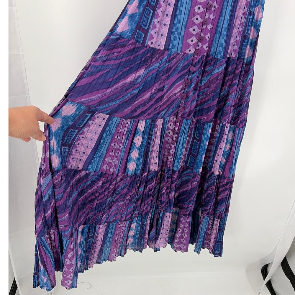 Vtg 90s Phool Boho Maxi Dress Large Festival Indie Tier Smocked Hippie Smocked - Picture 4 of 11